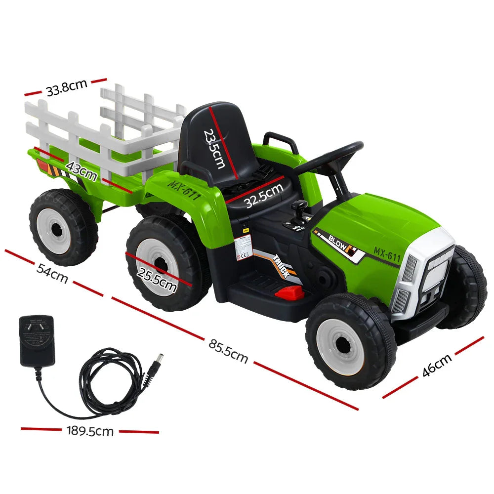 Rigo Kids Electric Ride On Tractor Green 12V - Farm Toy with Remote Control