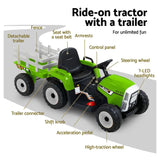 Rigo Kids Electric Ride On Tractor Green 12V - Farm Toy with Remote Control