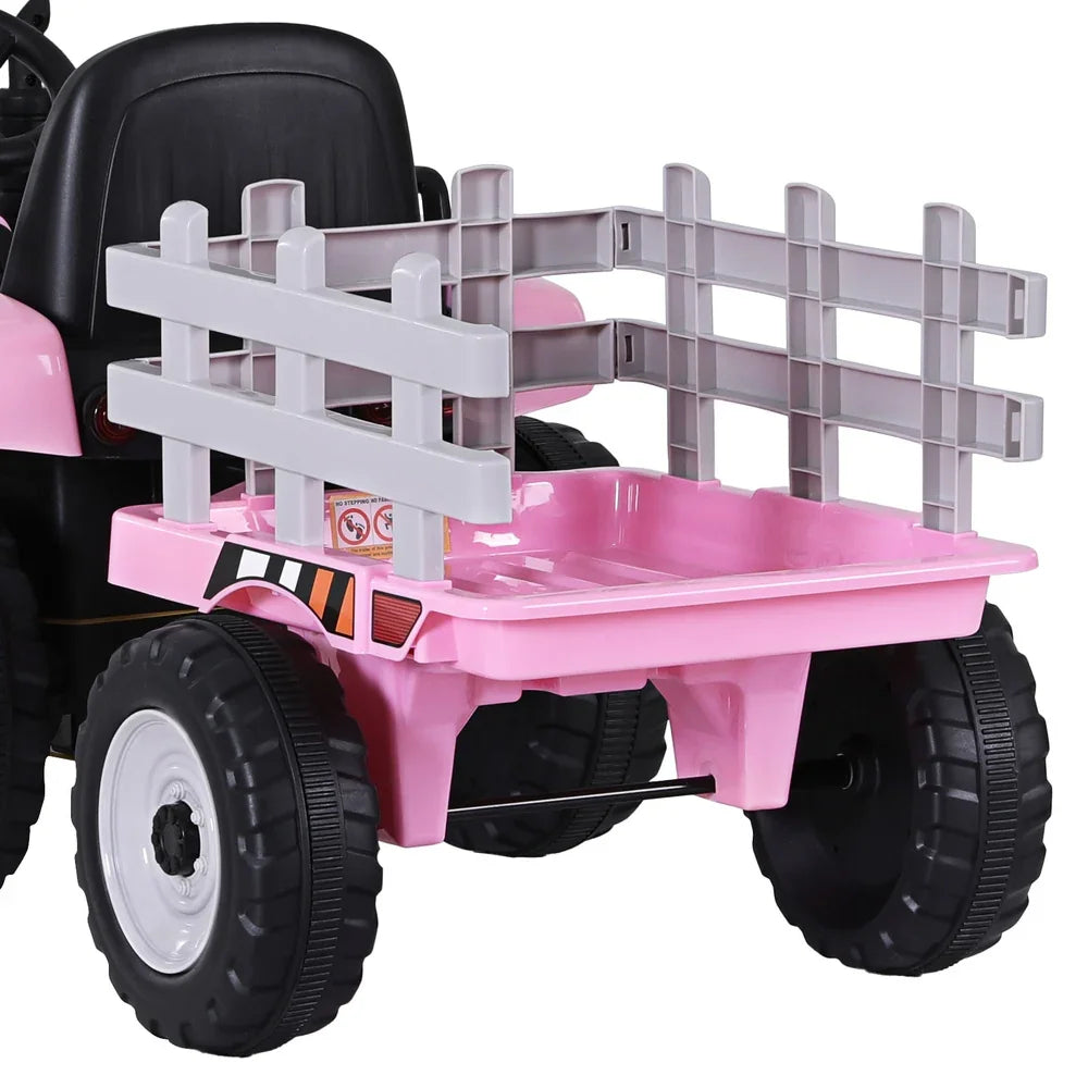 Rigo Kids Electric Ride On Tractor Pink 12V - Farm Toy with Remote Control