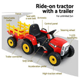 Rigo Kids Electric Ride On Tractor Red 12V - Farm Toy with Remote Control