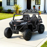 Rigo Kids Electric Ride On UTV Black - 2-Seater Off-Road Car with Remote, Music & Headlights