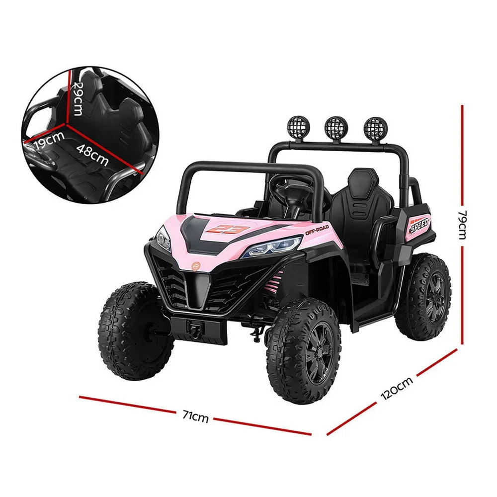 Rigo Kids Electric Ride On UTV Pink - 2-Seater Off-Road Car with Remote, Music & Headlights