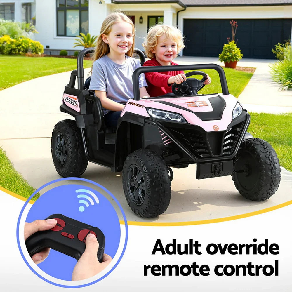 Rigo Kids Electric Ride On UTV Pink - 2-Seater Off-Road Car with Remote, Music & Headlights