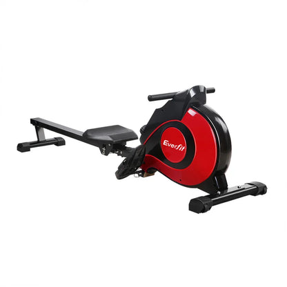 Everfit rowing machine with black and red design on white background