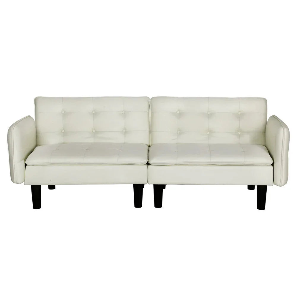 Artiss Sofa Bed 3 Seater Tufted Faux Linen Beige - Flea Market