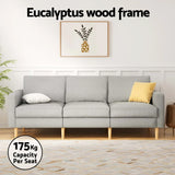 Artiss 3 Seater Sofa 225cm Linen Fabric Grey - Flea Market