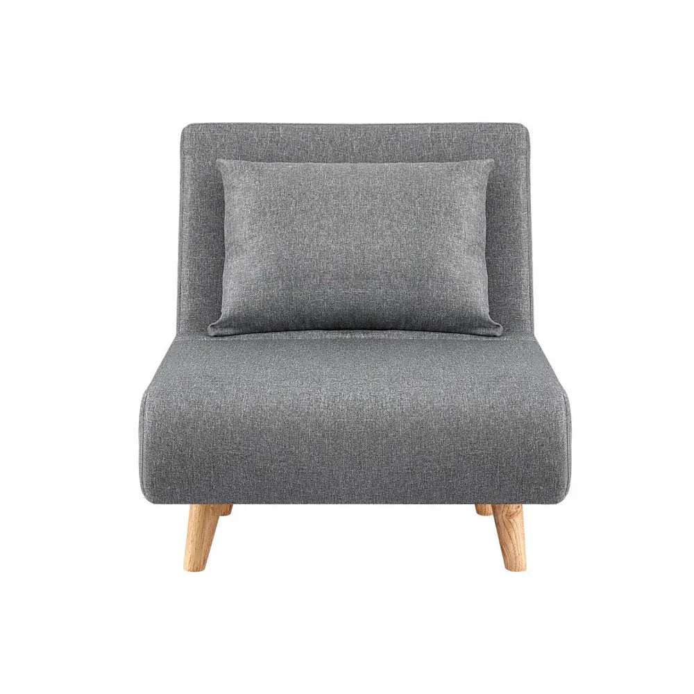 Artiss Sofa Bed Convertible Couch Recliner Lounge Chair Linen Grey - Flea Market