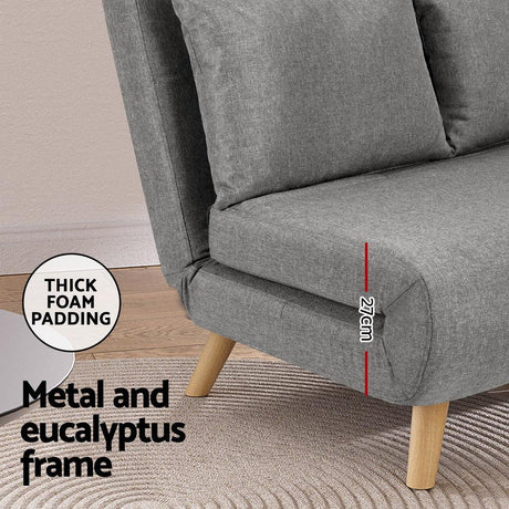 Artiss Sofa Bed 2 Seater Convertible Couch Recliner Lounge Chair Linen - Flea Market