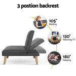 Artiss 2x Sofa Bed Couch Single Seater Fabric Grey - Flea Market