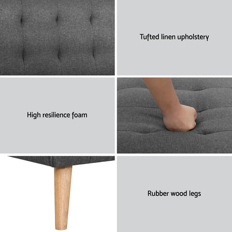 Artiss 2x Sofa Bed Couch Single Seater Fabric Grey - Flea Market