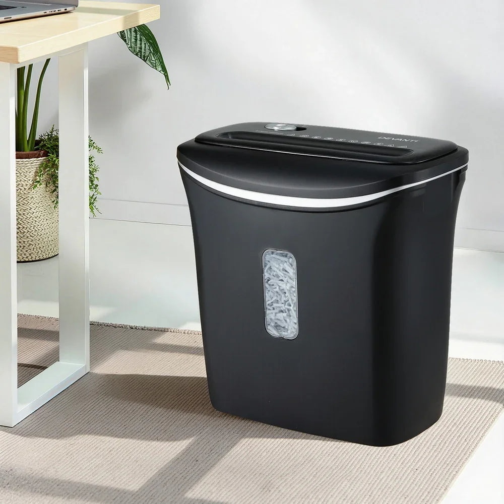 Devanti 12L Cross-Cut Shredder - 8-Sheet Paper Shredder for Home Office