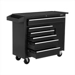 Black Gianz rolling tool cabinet with multiple drawers, side handle, and caster wheels