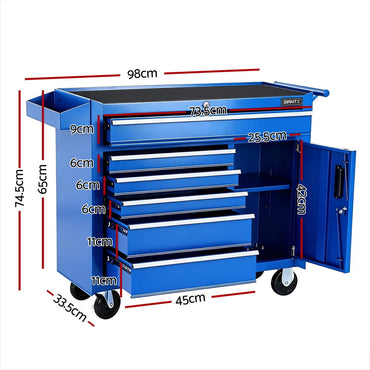Giantz 6 Drawer Tool Chest Trolley Cabinet