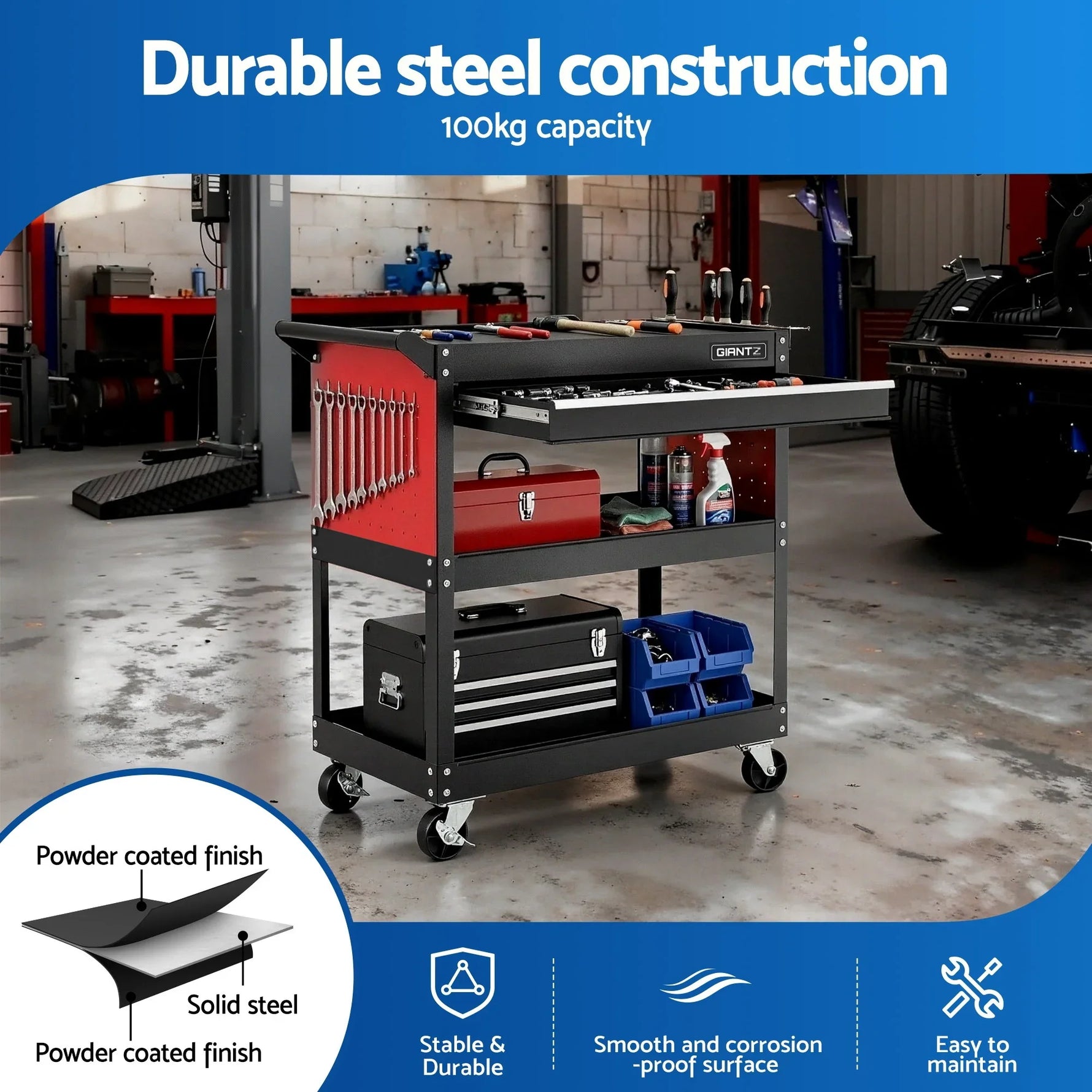 Giantz Tool Trolley Cart Rolling Cabinet Drawer Workshop Garage Storage