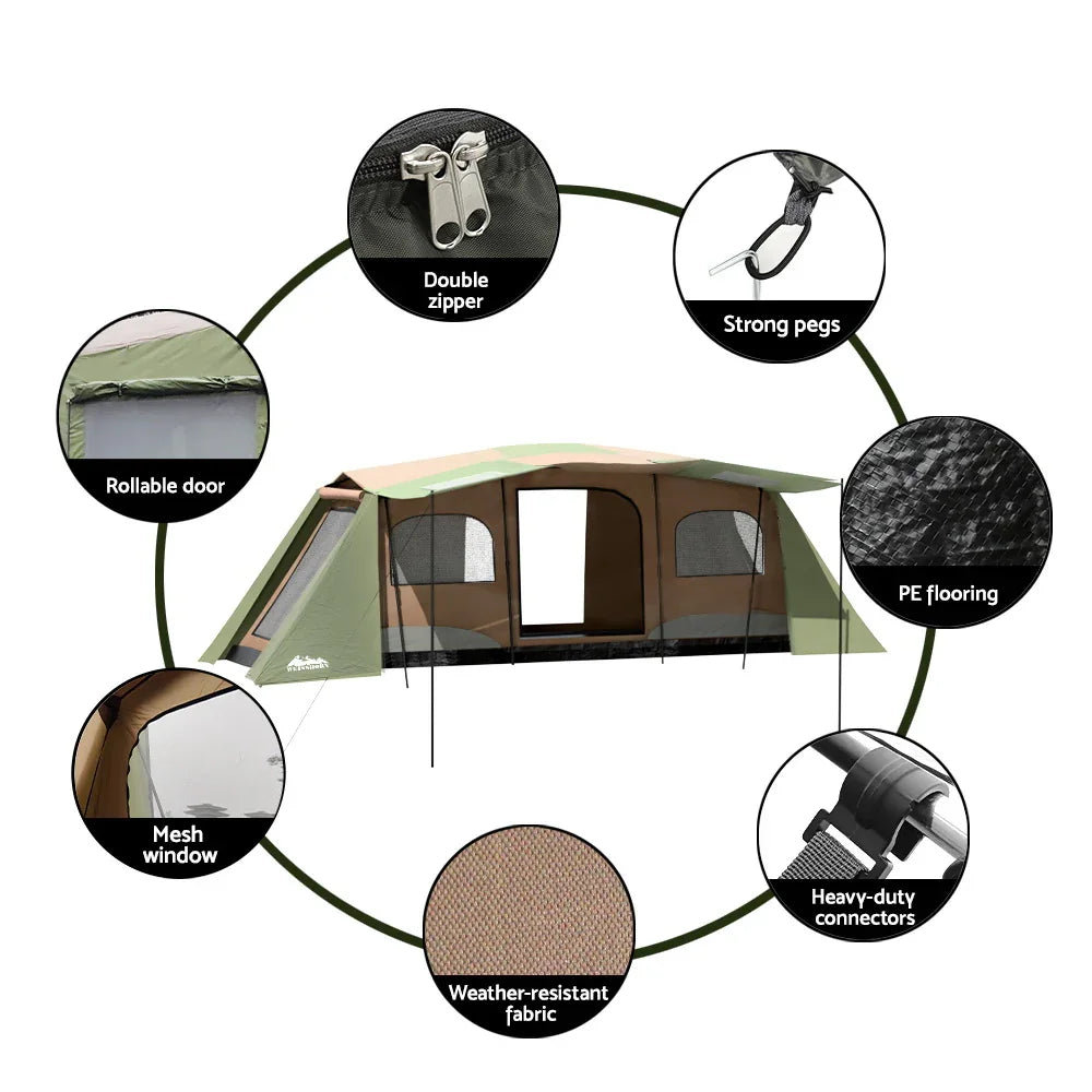 Weisshorn Instant Up Camping Tent 10 Person 3 Rooms Outdoor Family Hiking