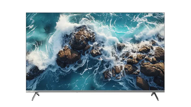 Ultra HD smart TV displaying ocean waves over rocks, online bargain store Flea Market AU