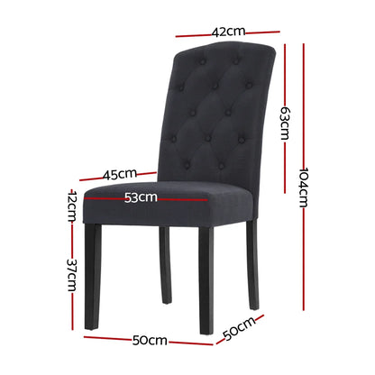 Dining Chairs Set of 2 Linen Parsons Chair Dark Grey - Flea Market