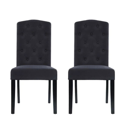 Dining Chairs Set of 2 Linen Parsons Chair Dark Grey - Flea Market