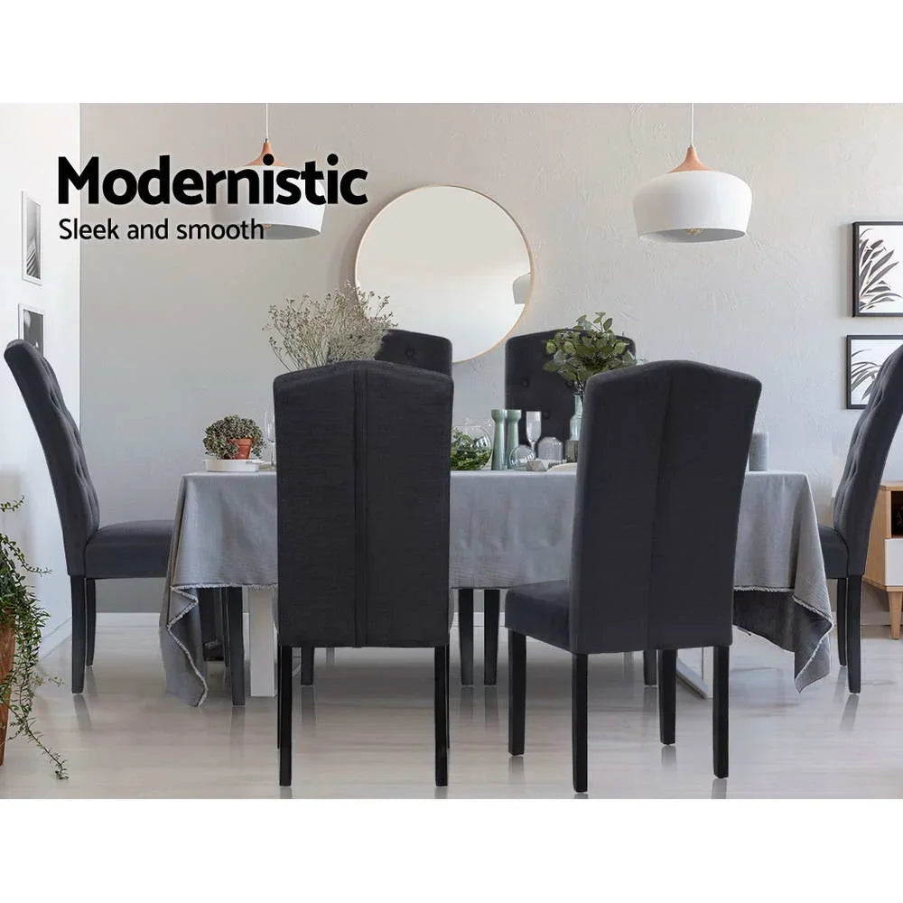 Dining Chairs Set of 2 Linen Parsons Chair Dark Grey - Flea Market