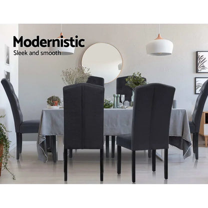 Dining Chairs Set of 2 Linen Parsons Chair Dark Grey - Flea Market