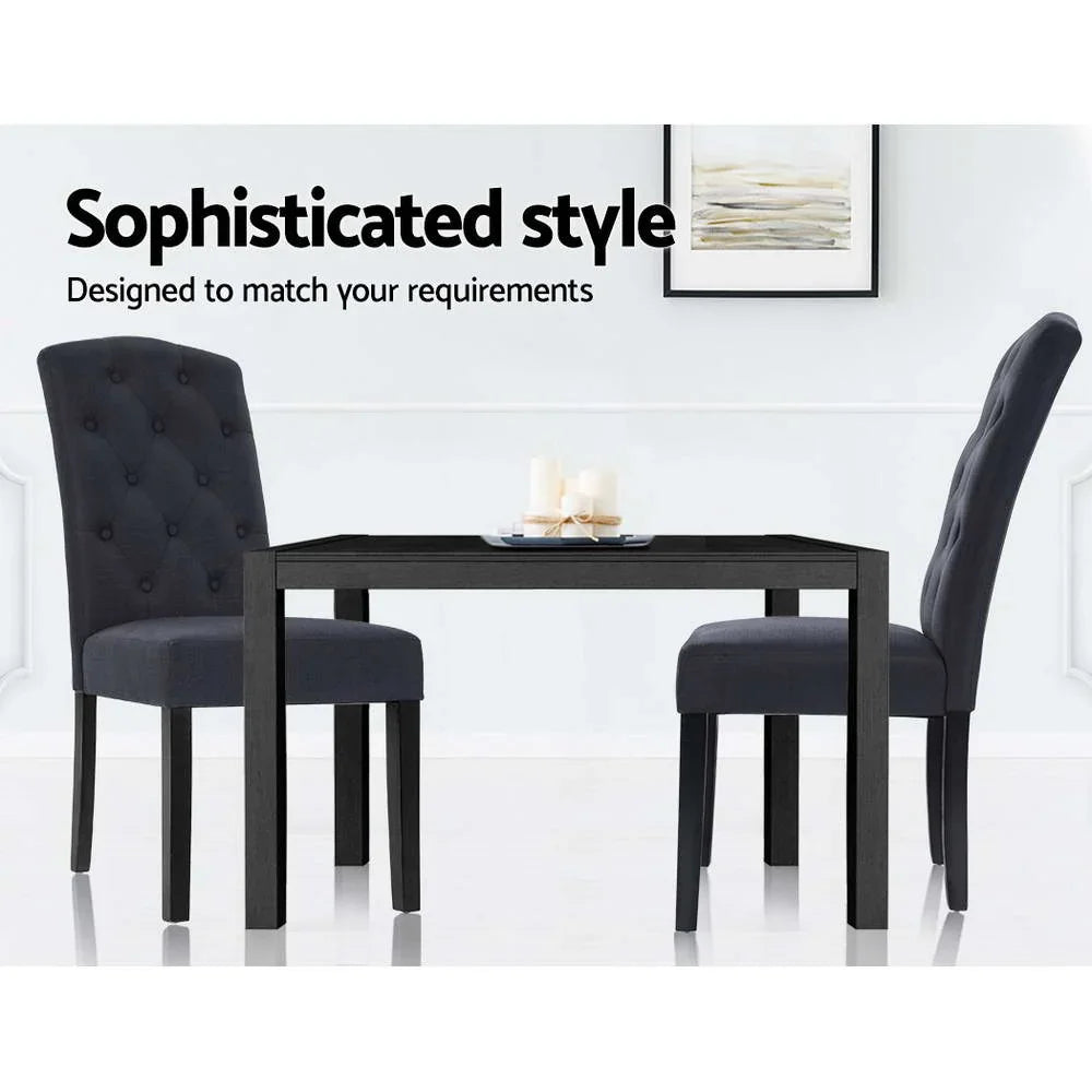Dining Chairs Set of 2 Linen Parsons Chair Dark Grey - Flea Market