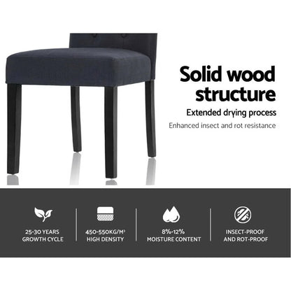 Dining Chairs Set of 2 Linen Parsons Chair Dark Grey - Flea Market