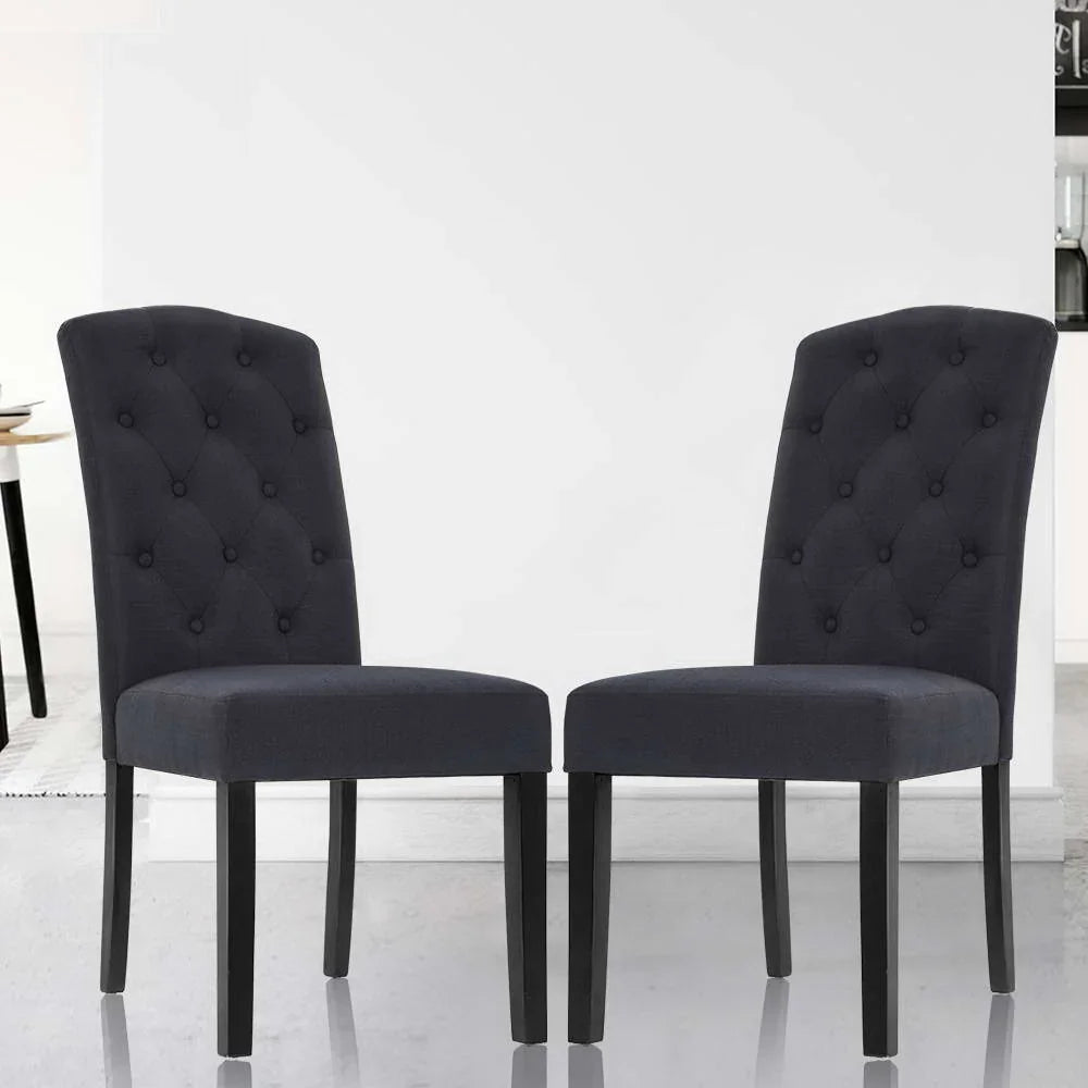 Dining Chairs Set of 2 Linen Parsons Chair Dark Grey - Flea Market