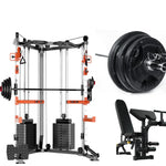 SmartFit C1 Max Cable Crossover Station 130kg - Multi-Functional Gym with Bench, Barbell & 100kg Weights