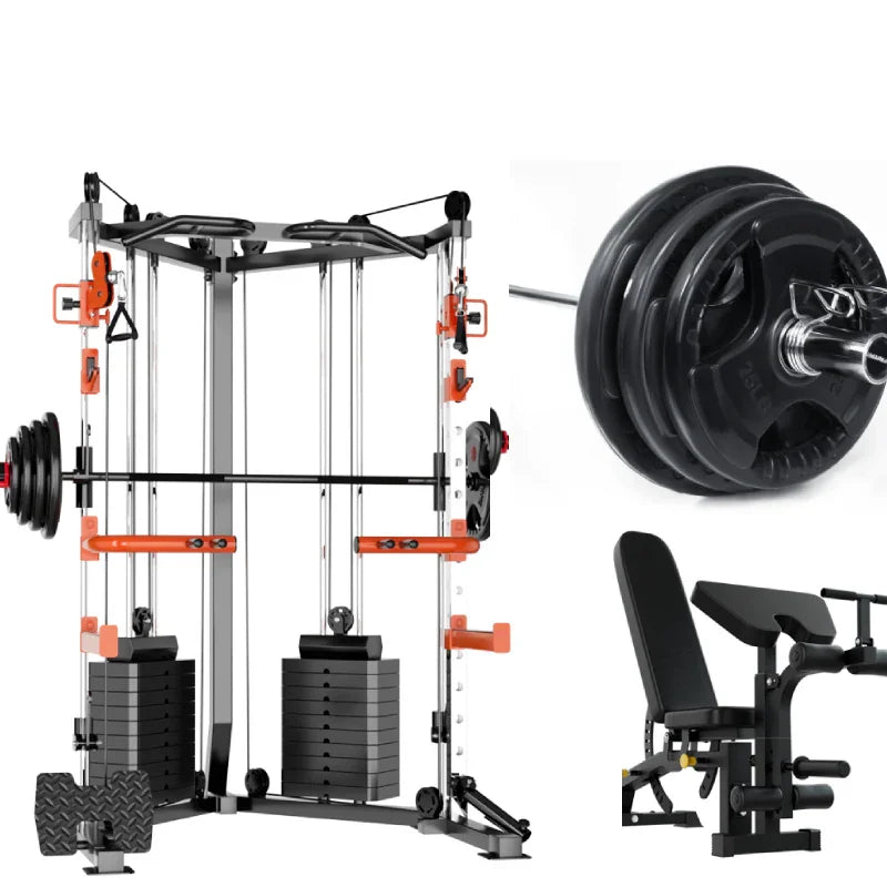 SmartFit C1 Max Cable Crossover Station 130kg - Multi-Functional Gym with Bench, Barbell & 100kg Weights
