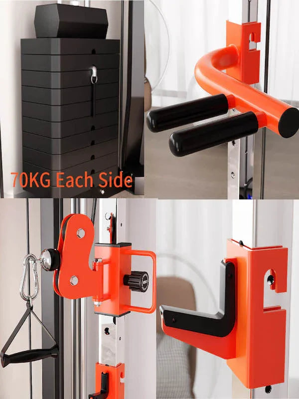 SmartFit C1 Max Cable Crossover Station 130kg - Multi-Functional Gym with Bench, Barbell & 100kg Weights