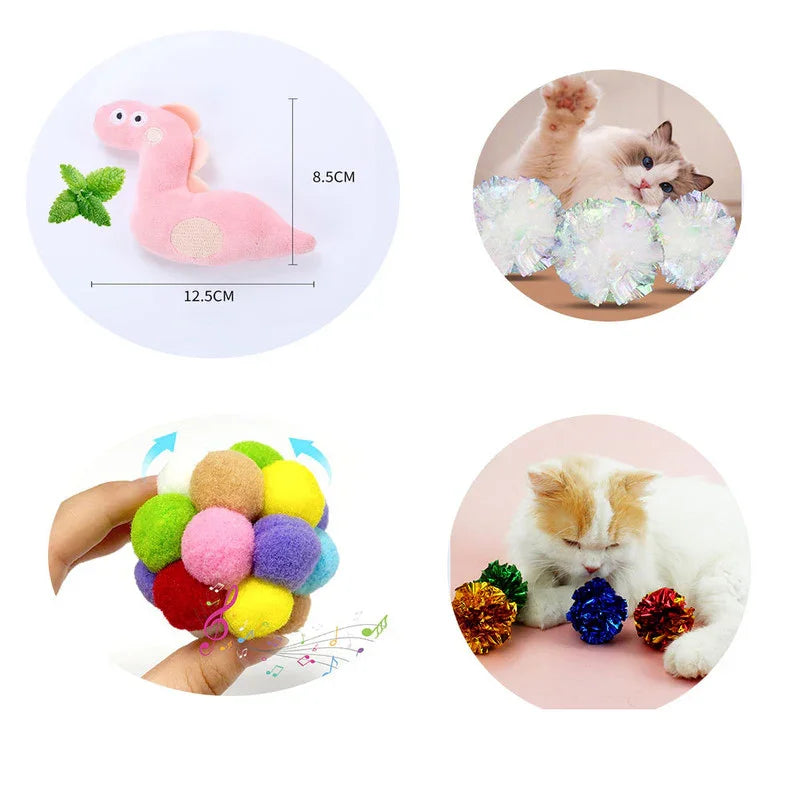 14-Piece Interactive Cat Toy Set - Catnip Fish & Variety Pack