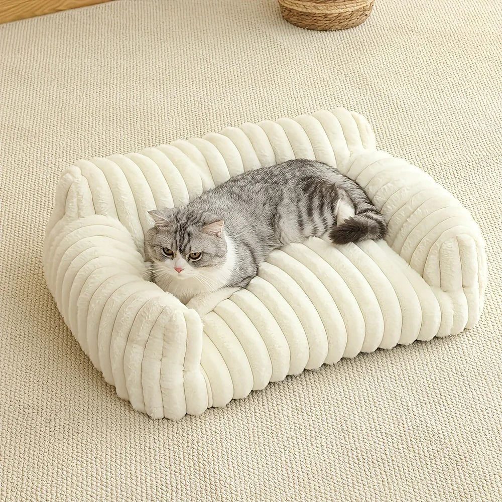 Grey Comfortable Cat Sofa - Breathable Soft Bed for All Seasons