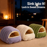 High-Elasticity Warm Cat Bed - 57x37x28cm Striped Fleece Light Purple