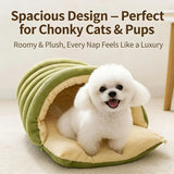 High-Elasticity Warm Cat Bed - 45x30x19cm Striped Fleece Light Green