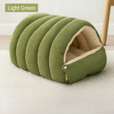 High-Elasticity Warm Cat Bed - 45x30x19cm Striped Fleece Removable
