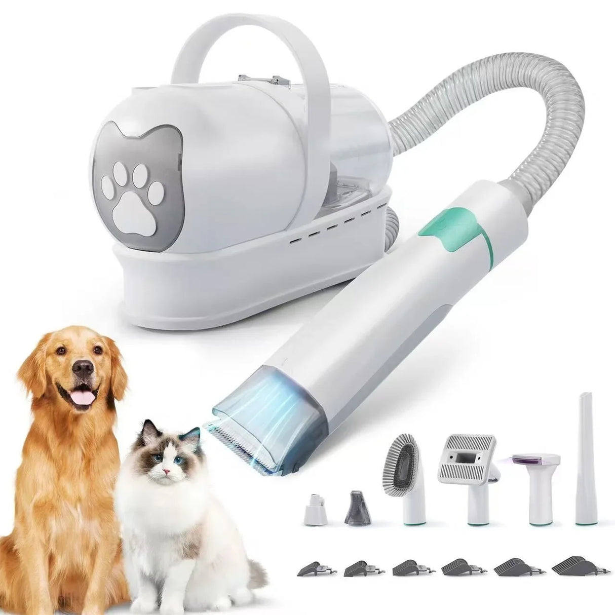 7-in-1 Pet Grooming Vacuum - Low Noise Hair Removal System