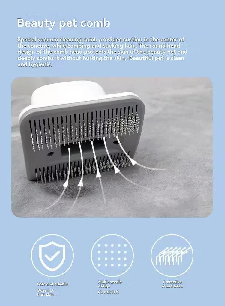 7-in-1 Pet Grooming Vacuum - Low Noise Hair Removal System