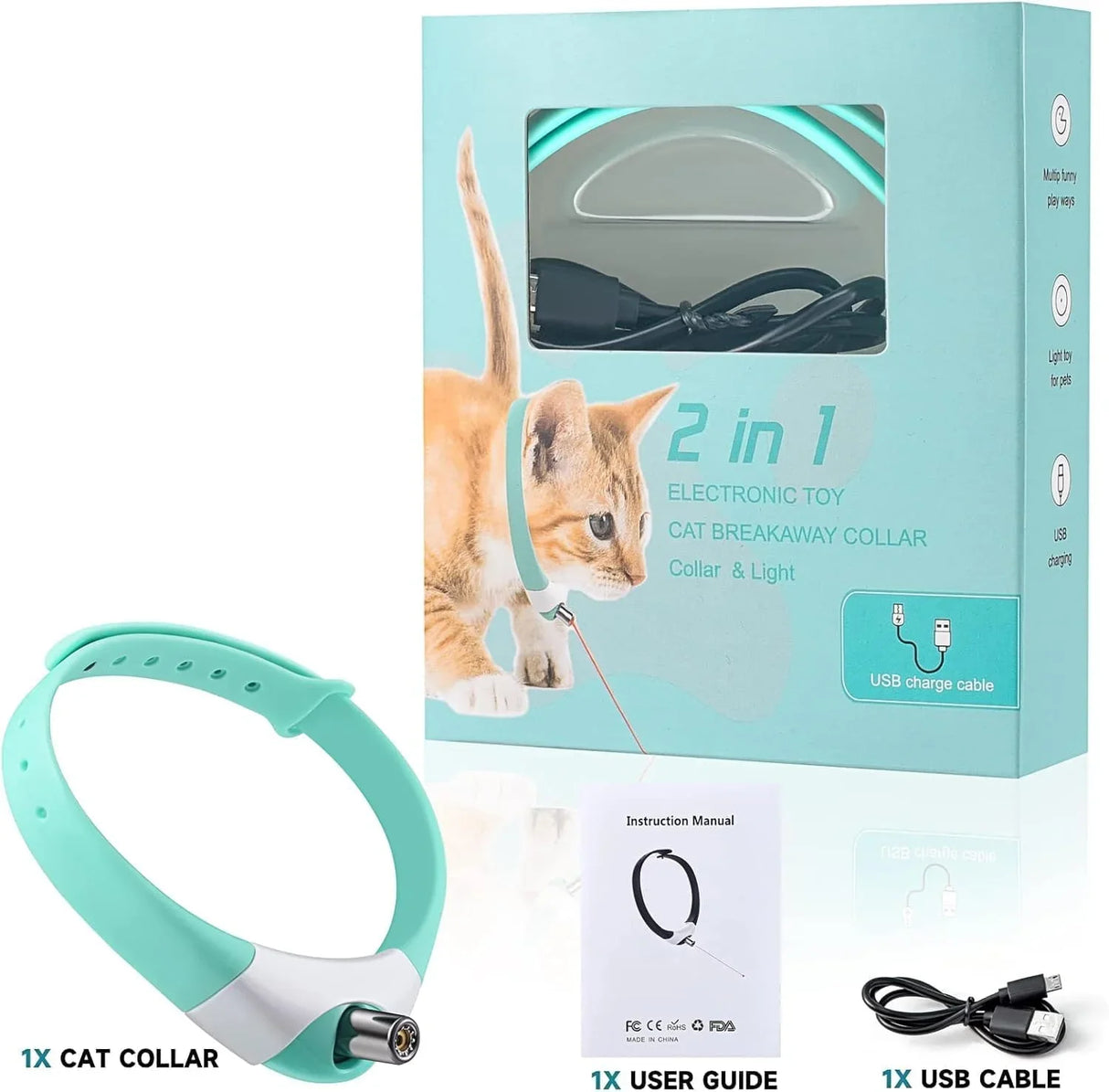 Automatic Laser Cat Collar Toy - Rechargeable Interactive Red Light