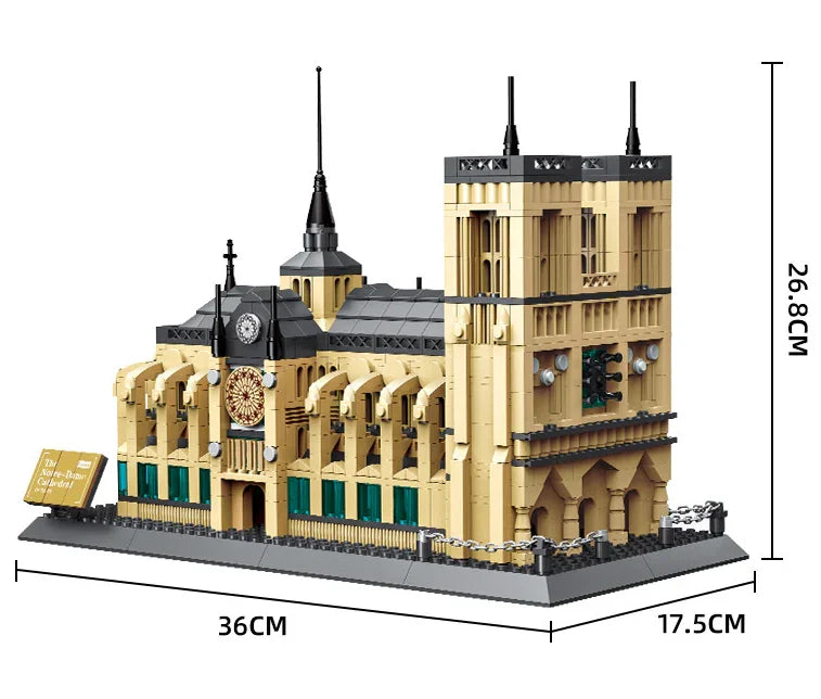 Notre-Dame Cathedral Building Blocks Model - Gothic Landmark Display Set