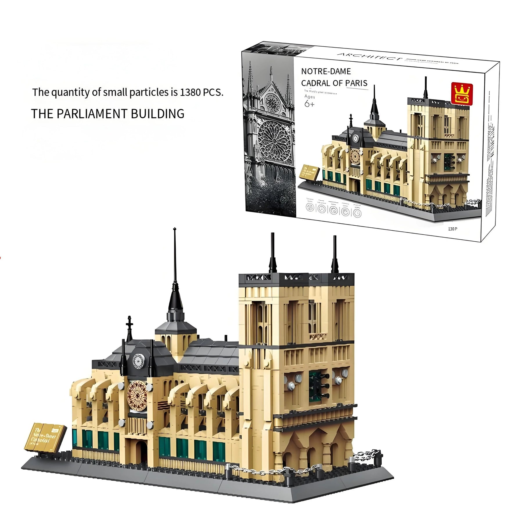 Notre-Dame Cathedral Building Blocks Model - Gothic Landmark Display Set