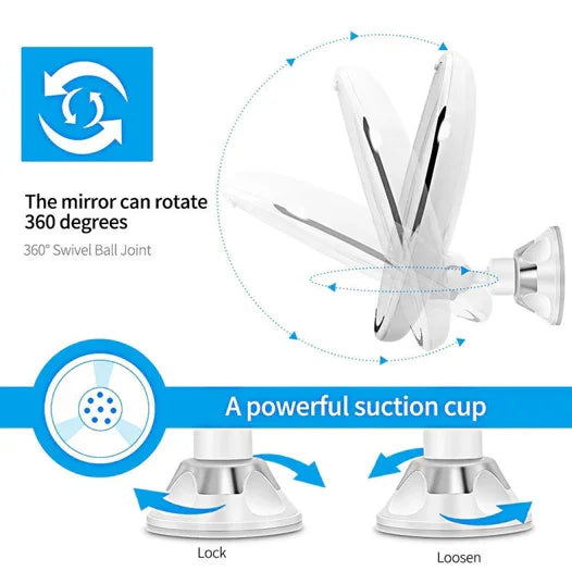 10X Magnifying LED Makeup Mirror Suction Cup - Vanity Mirror with Natural Light