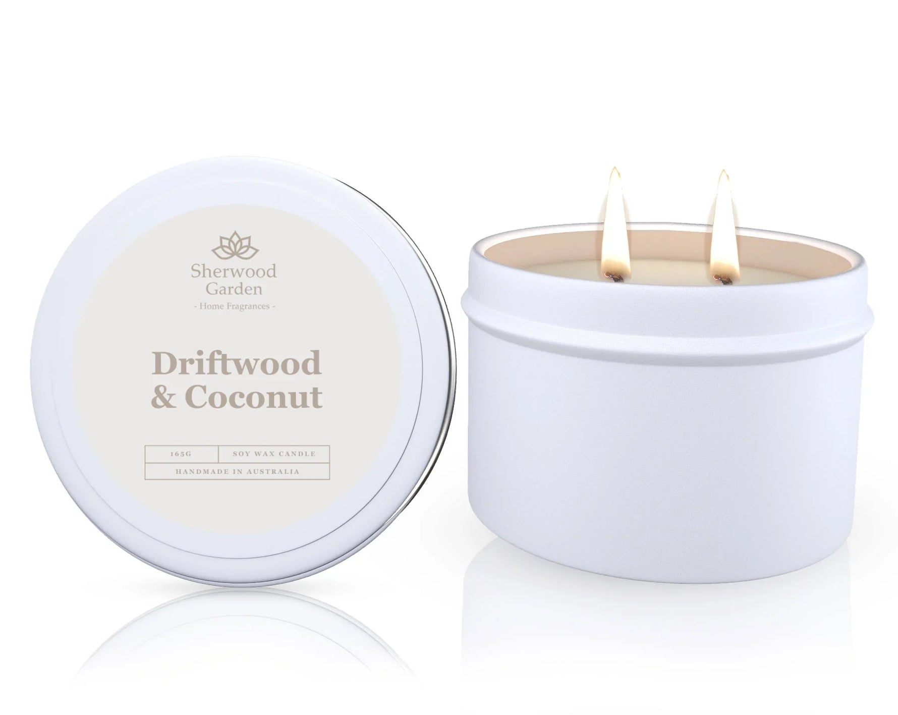 Driftwood & Coconut Soy Candle Tin 165g - Natural Scented Candle for Home Ambiance