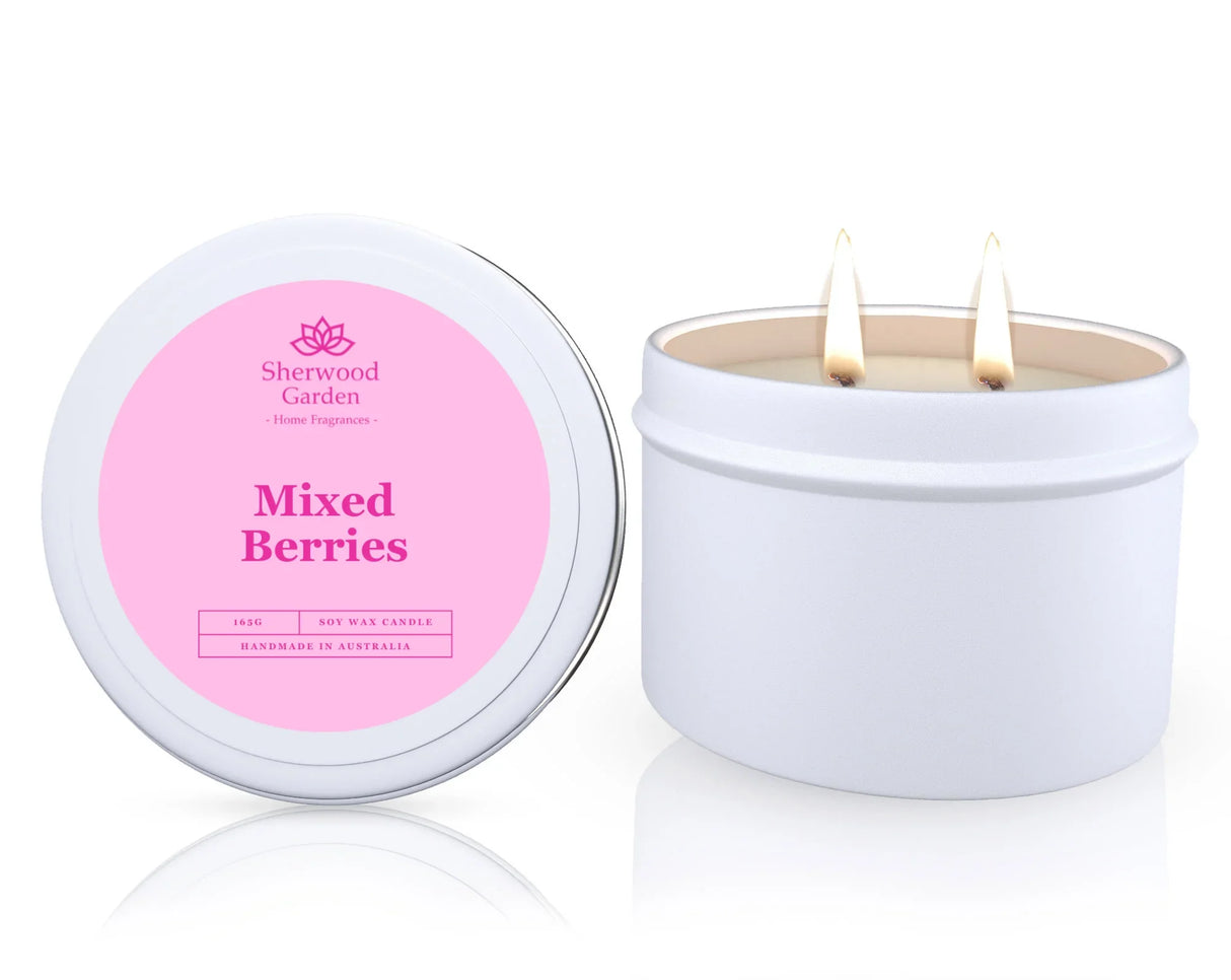Mixed Berries Soy Candle Tin 165g - Natural Scented Candle for Home Ambiance