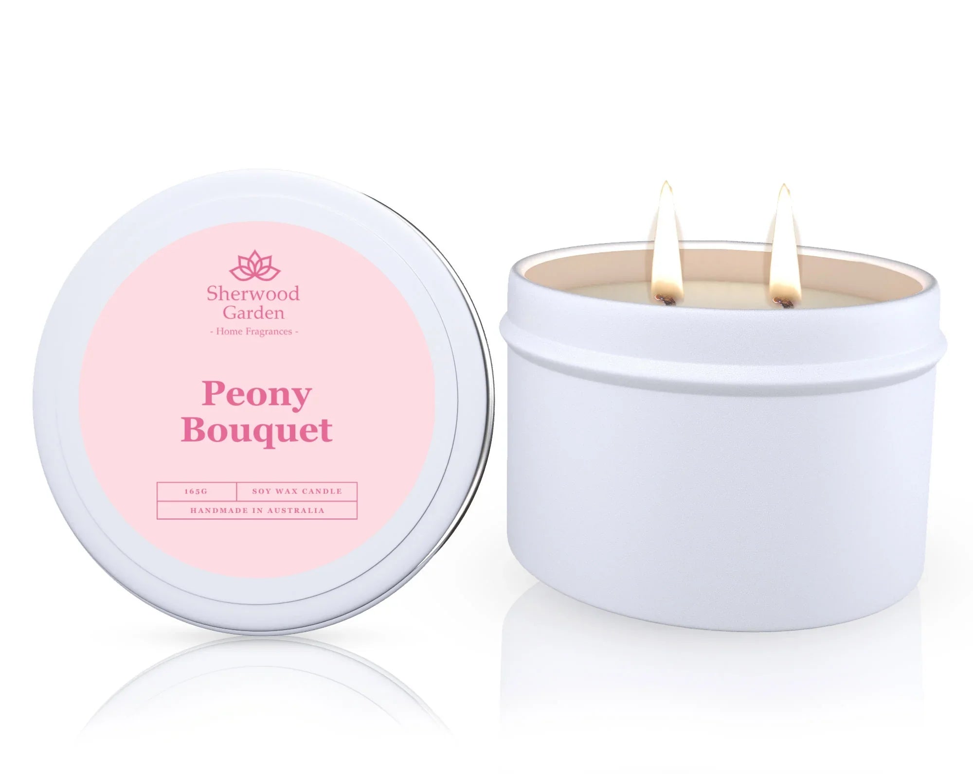 Peony Bouquet Soy Candle Tin 165g - Natural Scented Candle for Home Ambiance