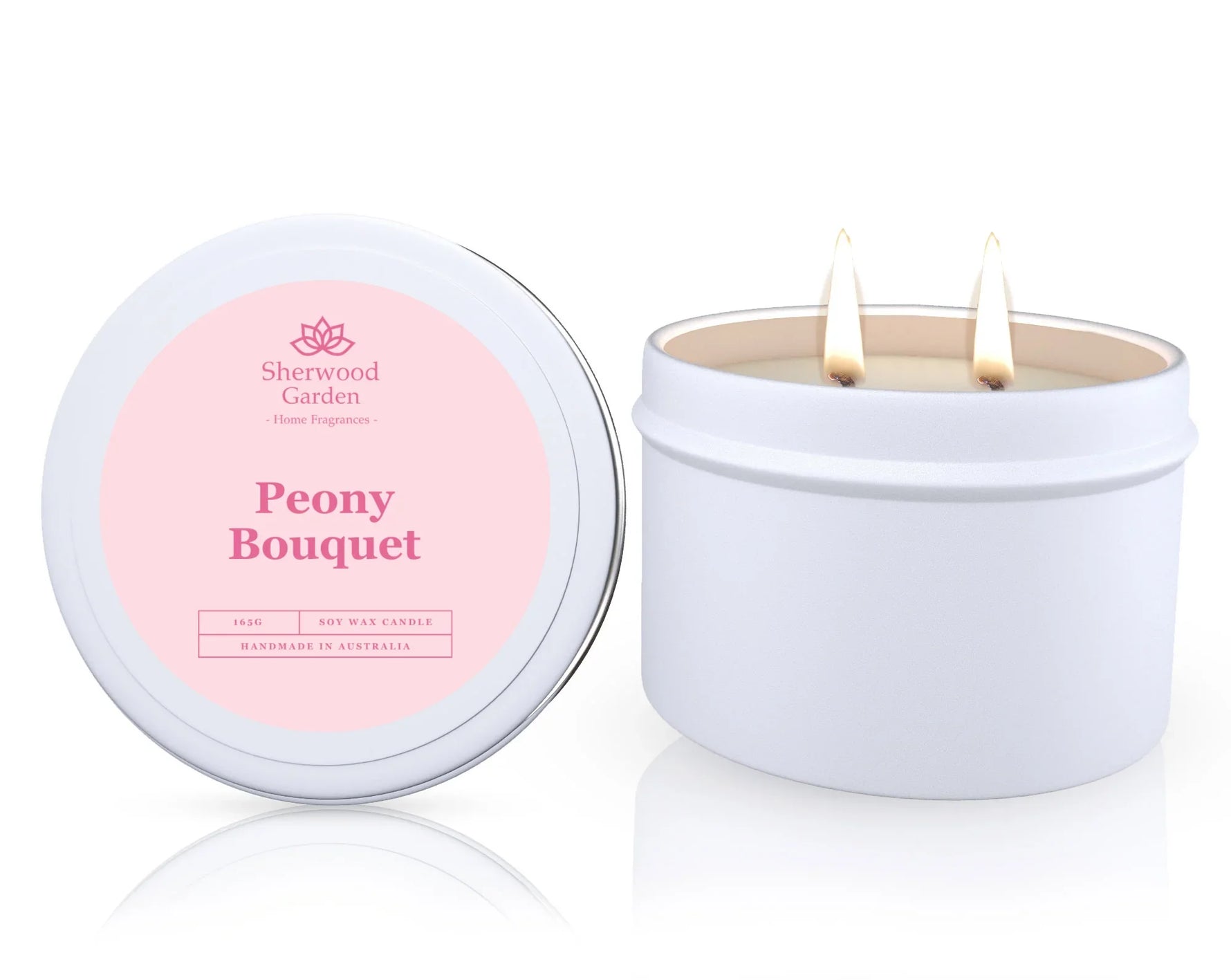 Peony Bouquet Soy Candle Tin 165g - Natural Scented Candle for Home Ambiance