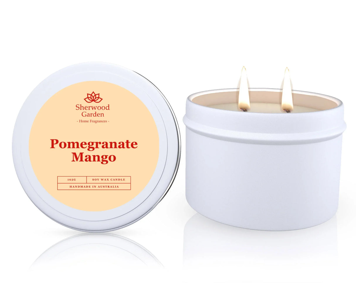 Pomegranate Mango Soy Candle Tin 165g - Natural Scented Candle for Home Ambiance