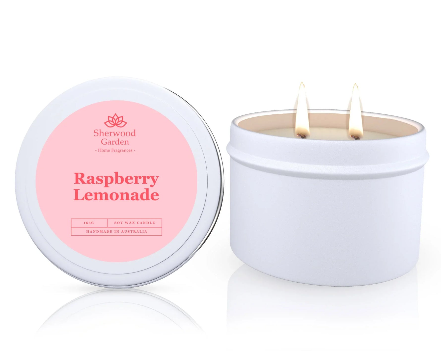 Raspberry Lemonade Soy Candle Tin 165g - Natural Scented Candle for Home Ambiance