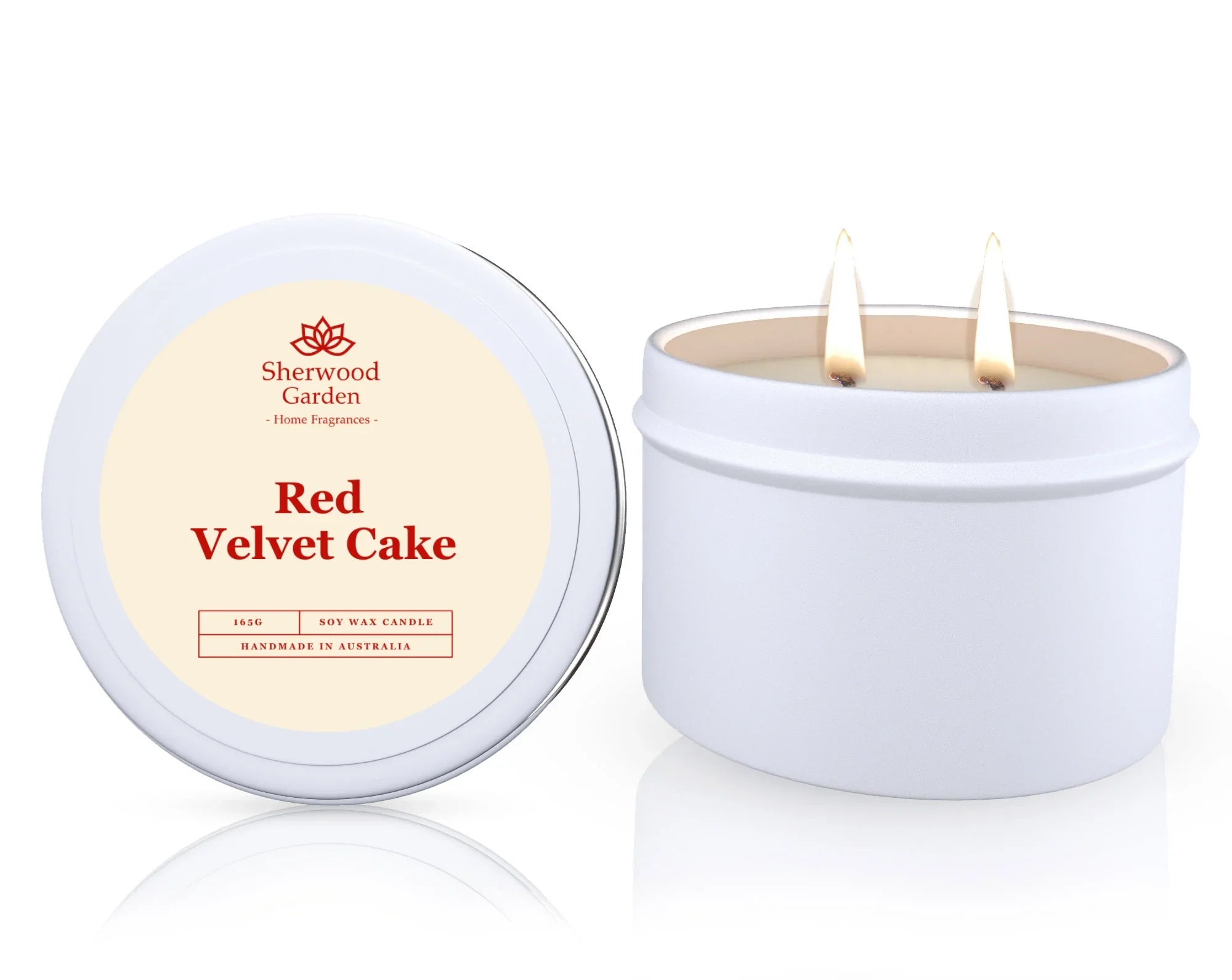 Red Velvet Cake Soy Candle Tin 165g - Natural Scented Candle for Home Ambiance