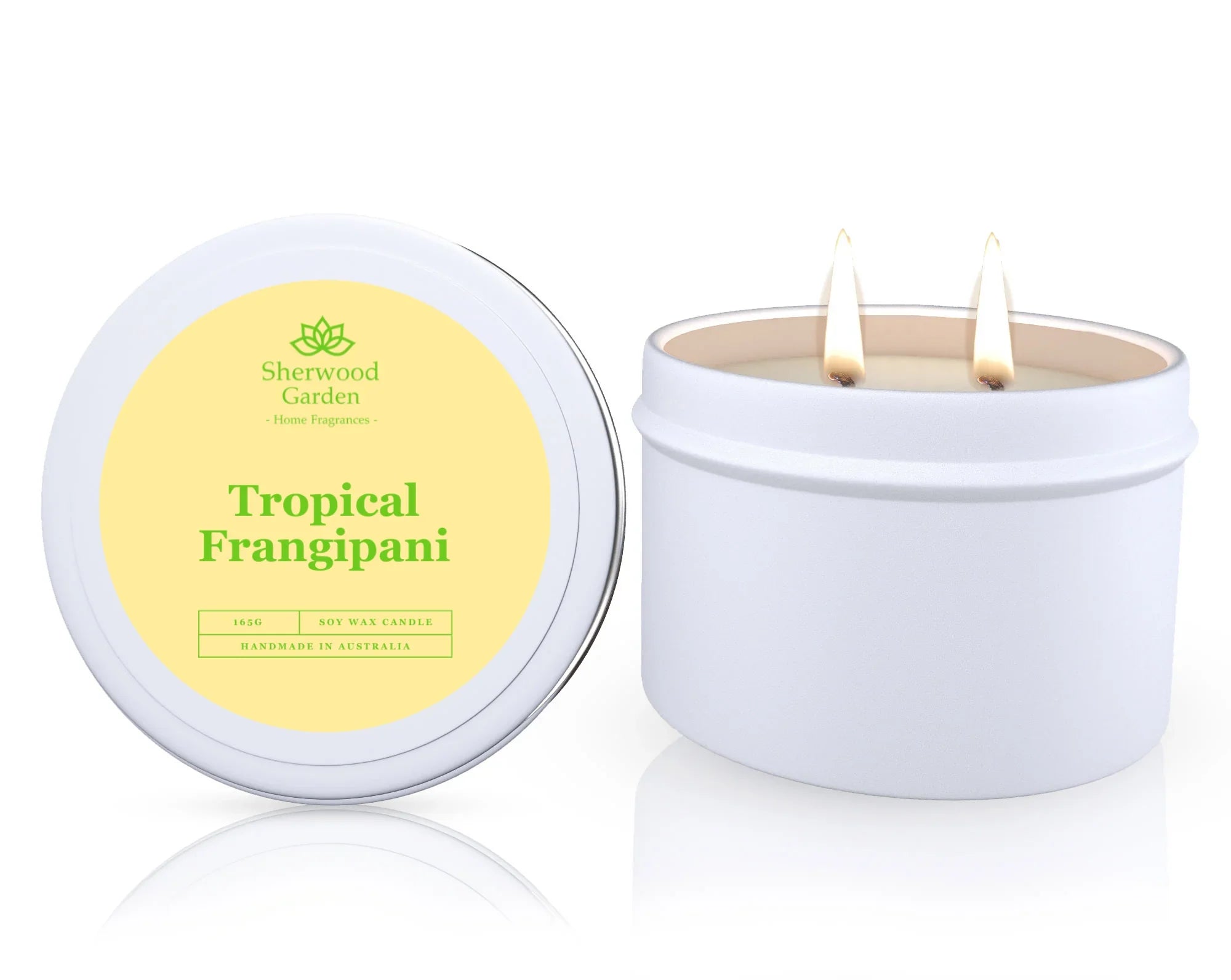 Tropical Frangipani Soy Candle Tin 165g - Natural Scented Candle for Home Ambiance