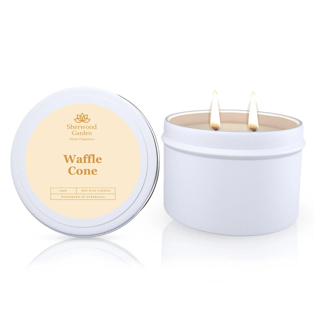 Waffle Cone Soy Candle Tin 165g - Natural Scented Candle for Home Ambiance